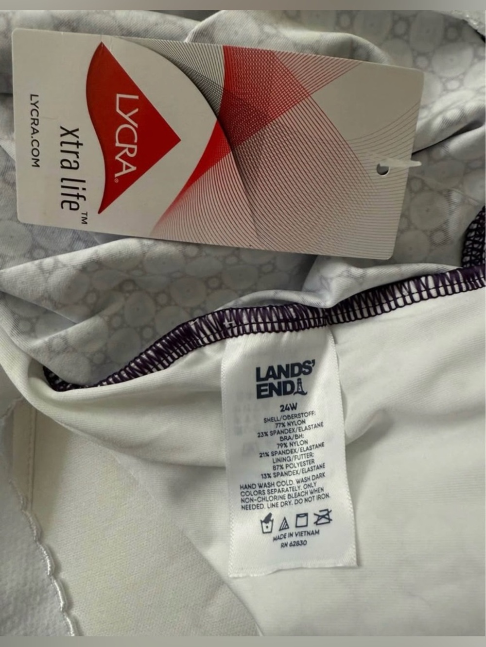 *NEW* Womens Lands' End Purple Printed Tankini Top with Lilac Swim Skort size 24 - Picture 4 of 7
